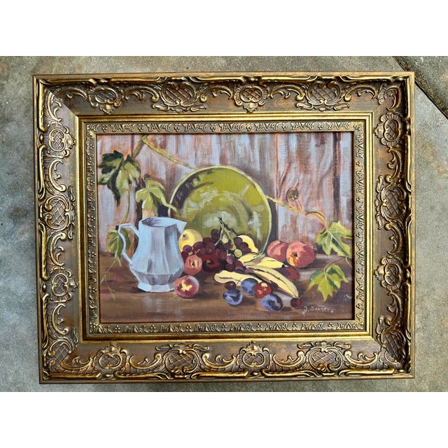 Vintage Signed Still Life Painting With Fruit in Ornate Gilt Frame For Sale In Houston - Image 6 of 6
