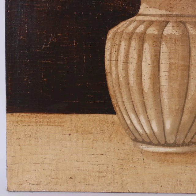 Oil Painting on Burlap of Lily Flowers For Sale In West Palm - Image 6 of 9