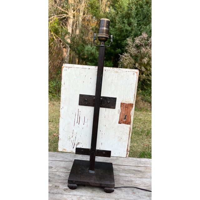 Metal Modern Sculptural Table Lamp Architectural Salvage Tabernacle Door For Sale - Image 7 of 12