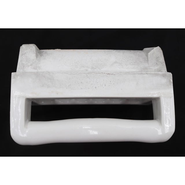 Mid 20th Century Reclaimed White Ceramic Bathroom Soap Dish With Handle For Sale - Image 5 of 7