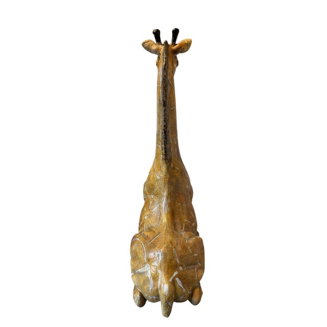 Light Yellow Giraffe at Rest, a Hand-Painted Resin Sculpture For Sale - Image 8 of 12