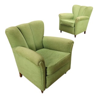 Vintage Green Armchairs, 1950s, Set of 2 For Sale