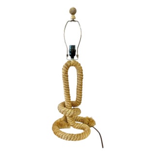 Vintage Rope Jute Lamp in the Style of Audoux Minet For Sale