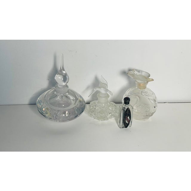 Set of 4, Vintage Crystal Glass Perfume Bottles For Sale - Image 9 of 11