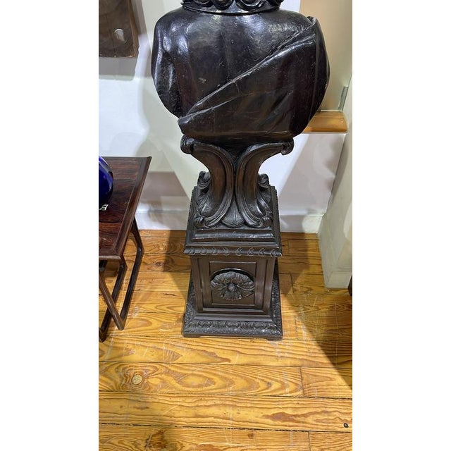 Antique Columns in Chestnut Wood with Carvings, 1800s, Set of 2 For Sale - Image 11 of 14