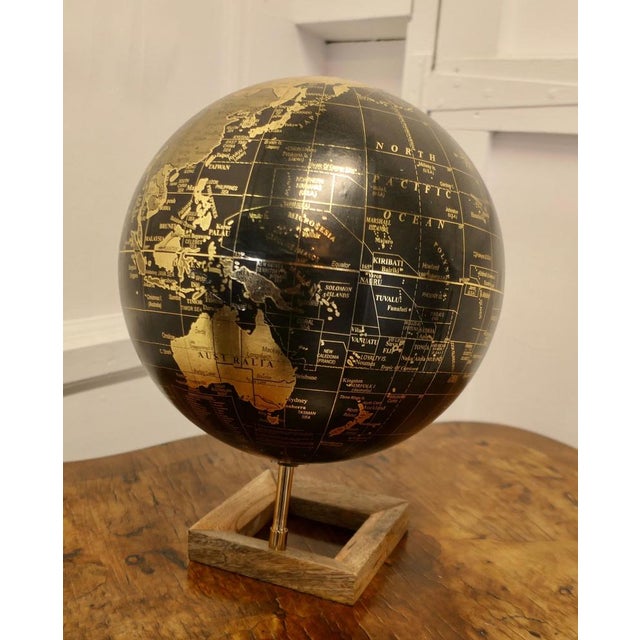 Mid-Century 12 Terrestrial Black and Gold Globe, 1960s For Sale - Image 9 of 10