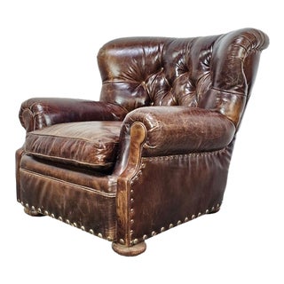 Ralph Lauren Leather Writer's Chair For Sale