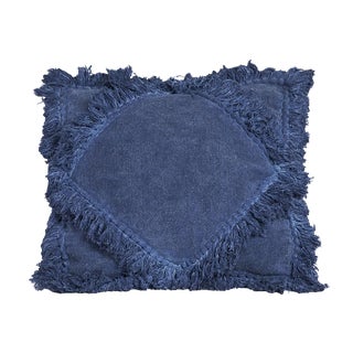 Indigo Diamond Fringe Pillow For Sale