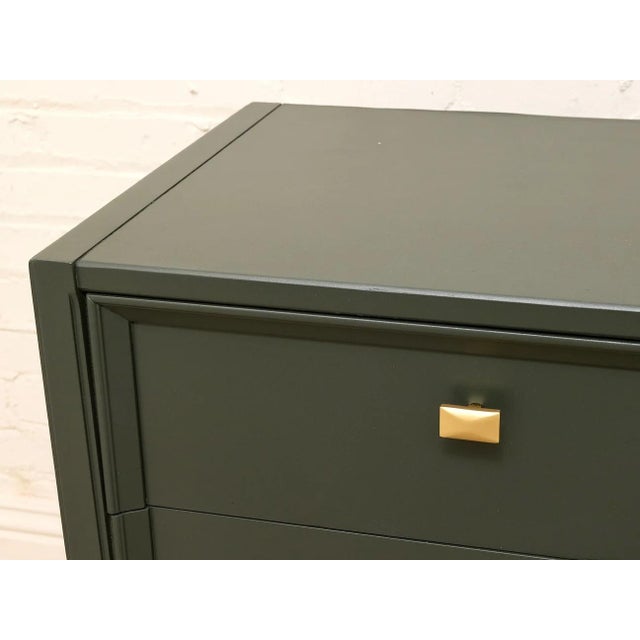 Dark Green Vintage Dark Green Geometric Credenza With Brass Hardware For Sale - Image 8 of 12