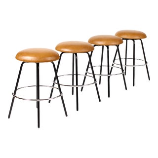 Mid Century Vintage Steel Framed Barstools - Set of 4 For Sale