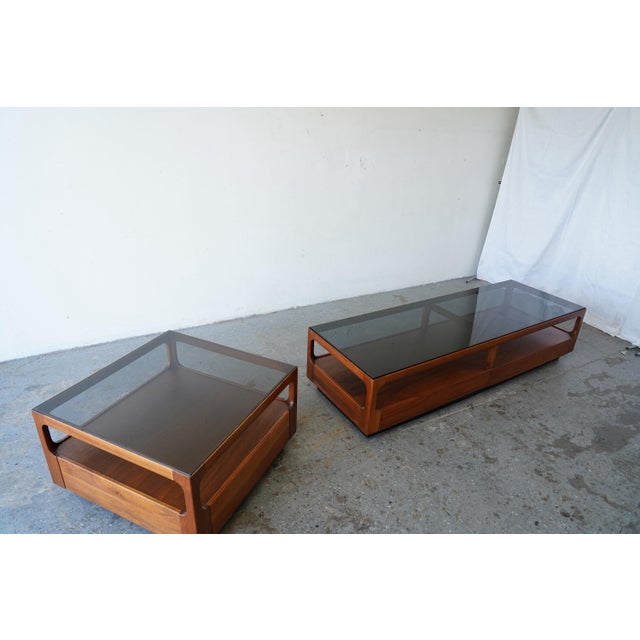 1960s John Keal Brown Saltman Mid-Century Modern Coffee Table W Smoked Glass Top For Sale - Image 15 of 16