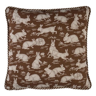 Schumacher Cottontails Pillow In Chestnut For Sale