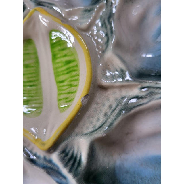 Ceramic Mid-Century French Majolica Oyster Service from Saint-Clement, 1950s, Set of 7 For Sale - Image 7 of 9
