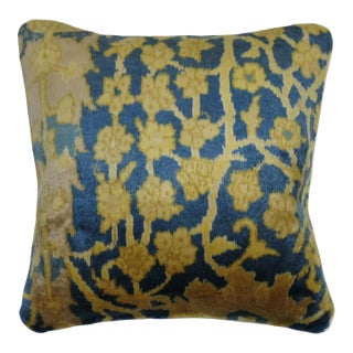 Zabihi Collection Blue Gold Indian Agra Rug Pillow For Sale