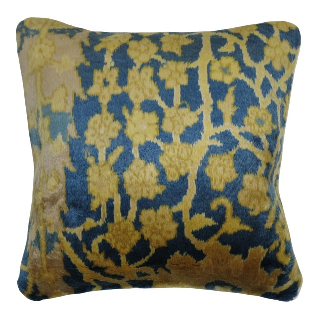 Zabihi Collection Blue Gold Indian Agra Rug Pillow For Sale