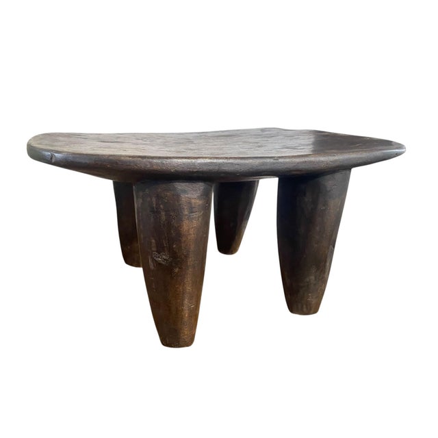Brown Vintage African Senufo Wood Milk Stool I . Coast 8" H 17.25" W For Sale - Image 8 of 9