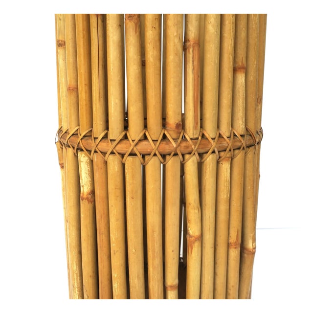 Tan Wicker Bamboo Umbrella Holder Stand For Sale - Image 8 of 10