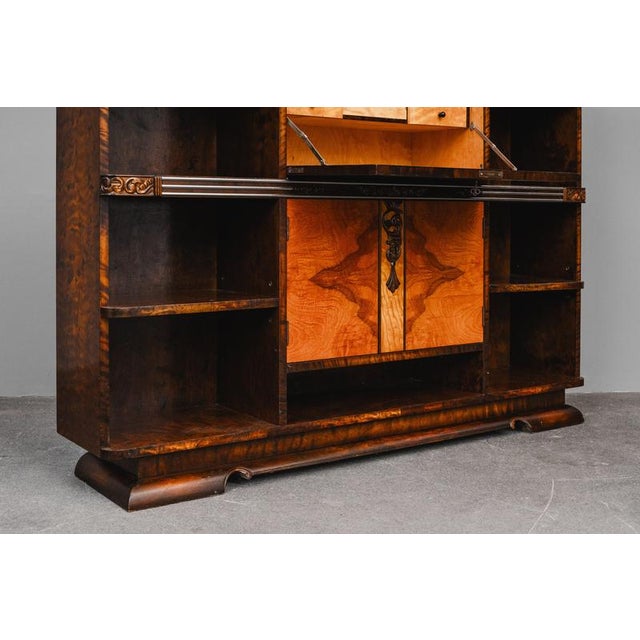 Art Deco Bookcase with Secretary Compartment in Birch and Walnut For Sale - Image 8 of 18