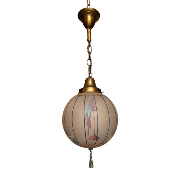 Antique Macaw Painted Art Glass Globe For Sale In Los Angeles - Image 6 of 10
