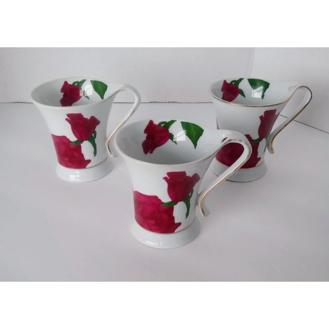1960s Casati Art Nouveau Demitasse Coffee Cups with Floral Motif- 6 Pieces For Sale - Image 4 of 12