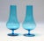 Pair of Mid-Century Polish Bulbous-Form Turquoise Blown Glass Bud Vases For Sale - Image 9 of 9