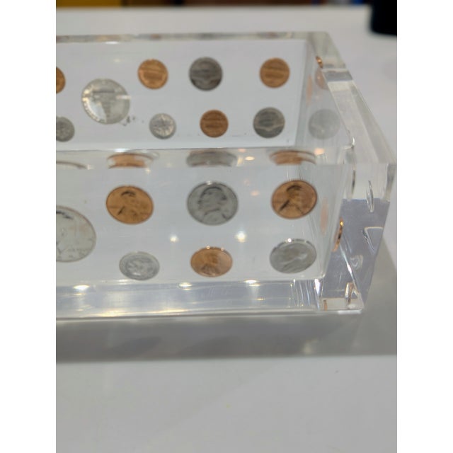 Mid-Century Modern Lucite Coin Tissue Box Cover For Sale - Image 3 of 8