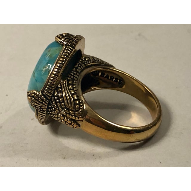 1990s 1990s Barse Turquoise Gold Ring (Unisex), Size 10.5 For Sale - Image 5 of 12