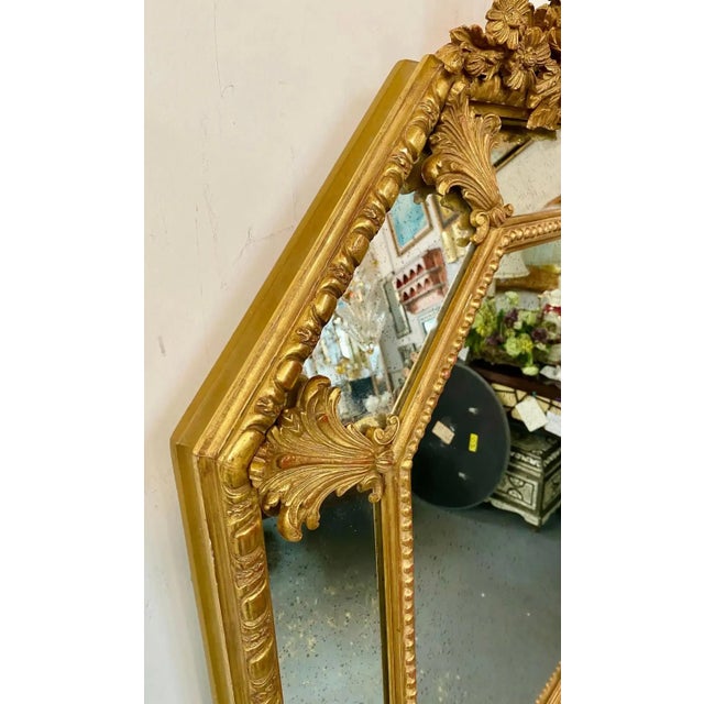 French Regency Style Gilt Wood Octagonal Wall, Console or Mantel Mirror For Sale - Image 4 of 11
