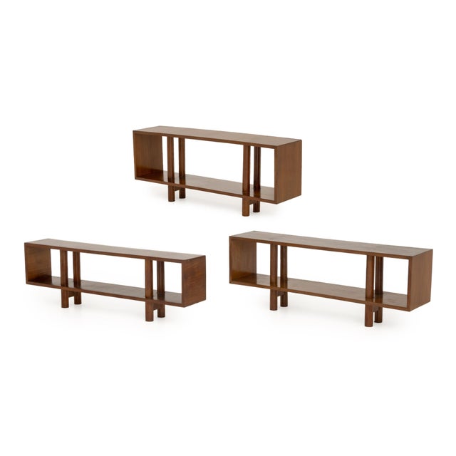 Set of Three Modern Graduated Walnut Modular Shelves For Sale - Image 14 of 14