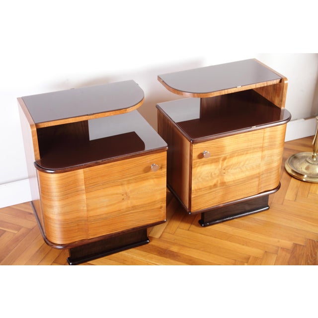 Art Deco Bedside Tables by Jindrich Halabala for Up Zavody, 1940s, Set of 2 For Sale - Image 13 of 18