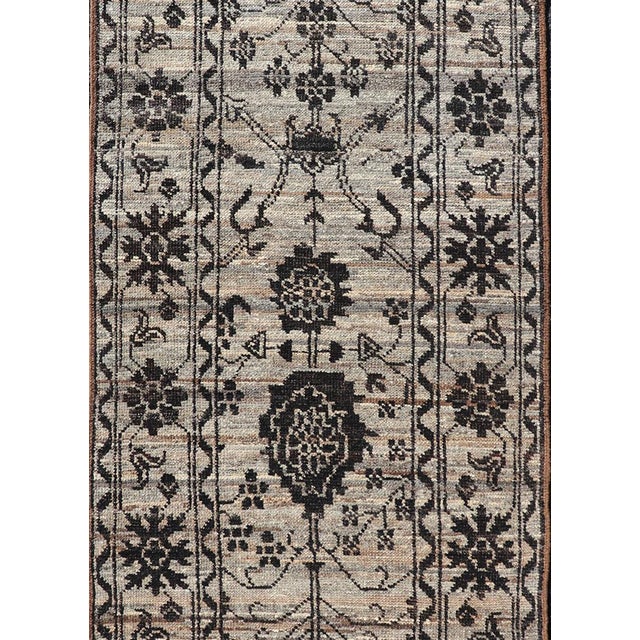 Oushak Designed Runner by Keivan Woven Arts in Wool With Sub-Geometric Design 3'2 X 9'8 For Sale In Atlanta - Image 6 of 11