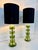 Italian Green Emerald Murano Glass Discs and Brass Lamps with Black Lampshades, 2000s, Set of 2 For Sale - Image 4 of 15