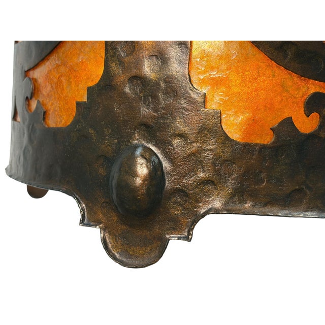Metal 1910s Arts and Crafts Mission Style Flush Mount With Mica Panels For Sale - Image 7 of 7