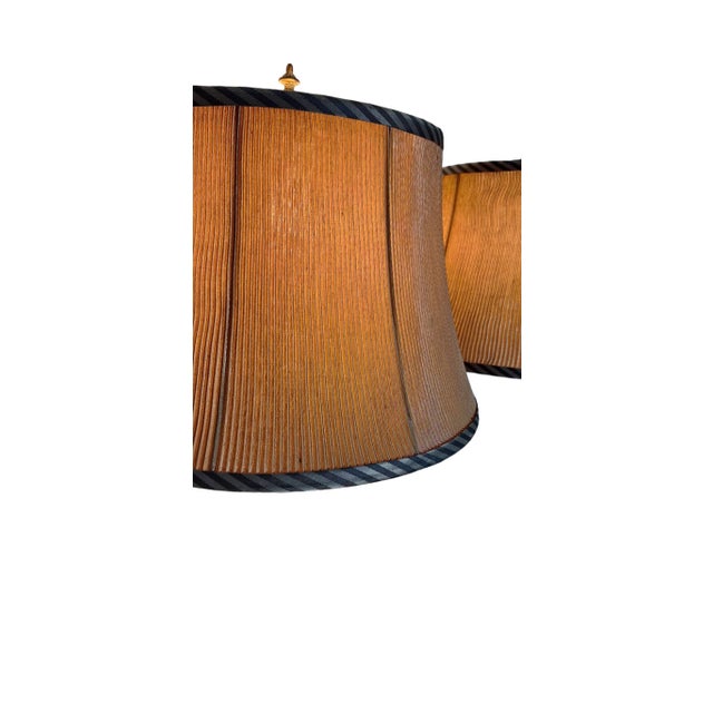 Vintage Sheaf of Wheat Lamps With Shades - a Pair For Sale - Image 9 of 11