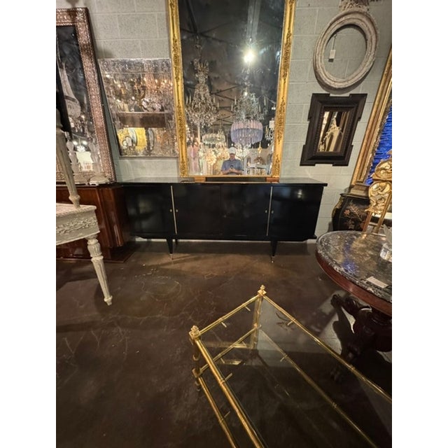 MCM Italian Art Deco Design Black Lacquered Sideboard For Sale - Image 4 of 8
