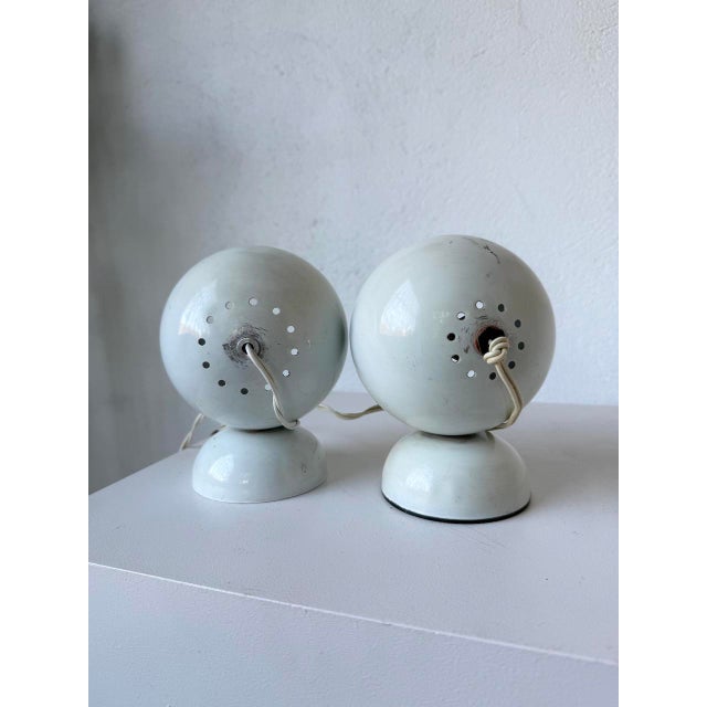 White Eyeball Lamps, 1980s, Set of 2 For Sale - Image 8 of 15