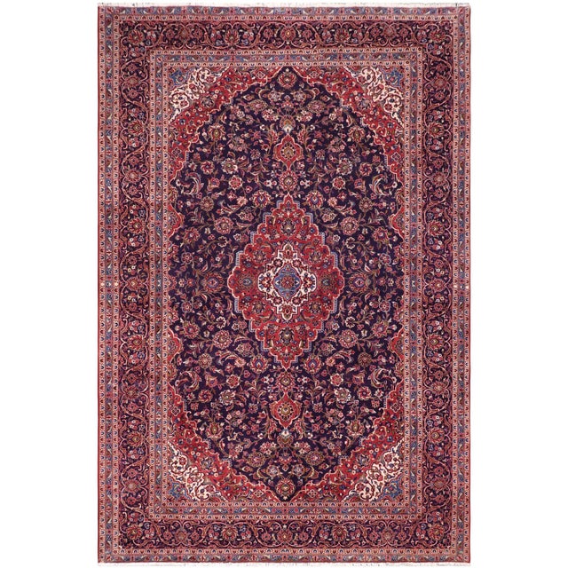 Shabby Chic Persian Tabriz Blue/Red Wool Rug - 9'6'' X 13'7'' For Sale - Image 10 of 10