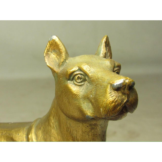 Figurative Vintage Gilt Metal Doberman Figurine For Sale - Image 3 of 16
