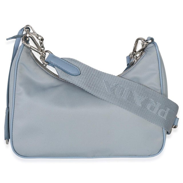 Prada Blue Nylon Saffiano Leather Re-Edition 2005 For Sale - Image 4 of 9