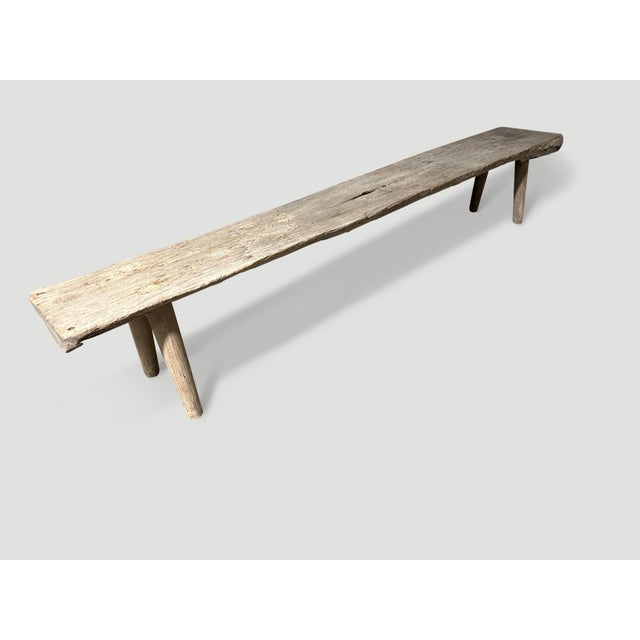 Andrianna Shamaris Impressive Long Teak Wood Bench For Sale In New York - Image 6 of 6