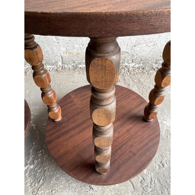 Brutalist Brutalist Wooden Side Tables, 1960s, Set of 2 For Sale - Image 3 of 8