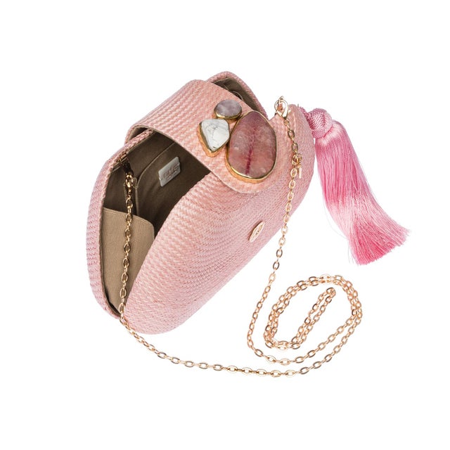 Contemporary Tamu Bean Clutch in Pale Pink For Sale - Image 3 of 9