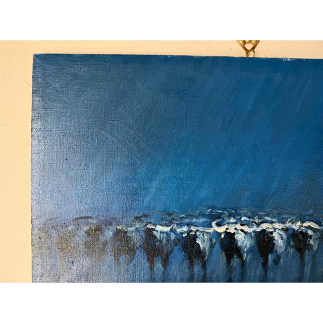 1980s Vintage Impressionist Animal Herd Oil on Canvas Painting – Signed, Unframed For Sale In Miami - Image 6 of 11