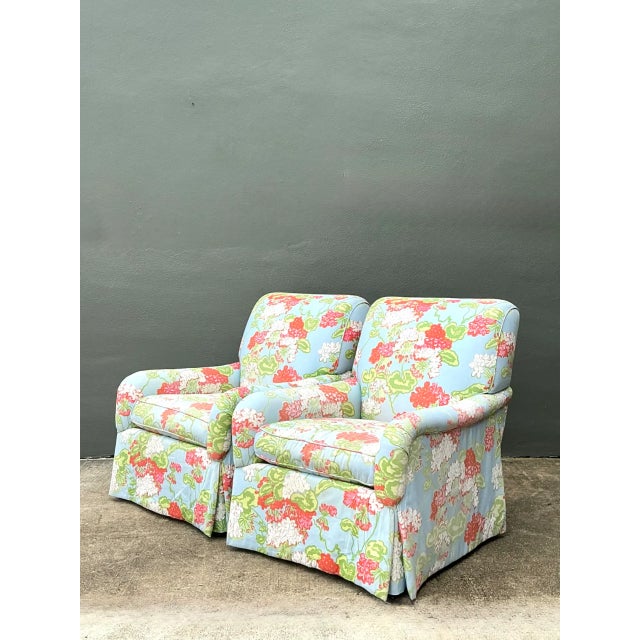 Vintage Floral Upholstered Armchairs - Pair For Sale - Image 9 of 12