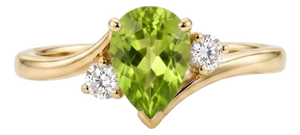 Peridot Pear Shape Ring in 18k Gold Plated | Green Gemstone Toi Et Moi Inspired Ring Us 7