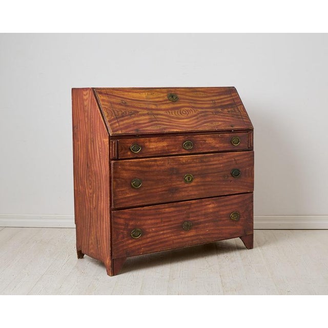 Antique Swedish Secretary Desk with Drawers in Pine, 1820 For Sale - Image 4 of 13