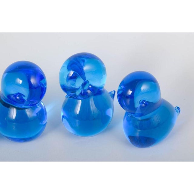 Duck Figurines in Blue Art Glass by Josef Marcolin for FM Ronneby, 1970s, Set of 5 For Sale - Image 3 of 5