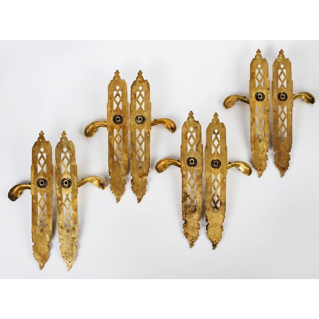 Baroque Monumental 15" Vintage Baroque Lattice Cast Brass Door Handles - Matching Set of 4 Pairs For Sale - Image 3 of 8