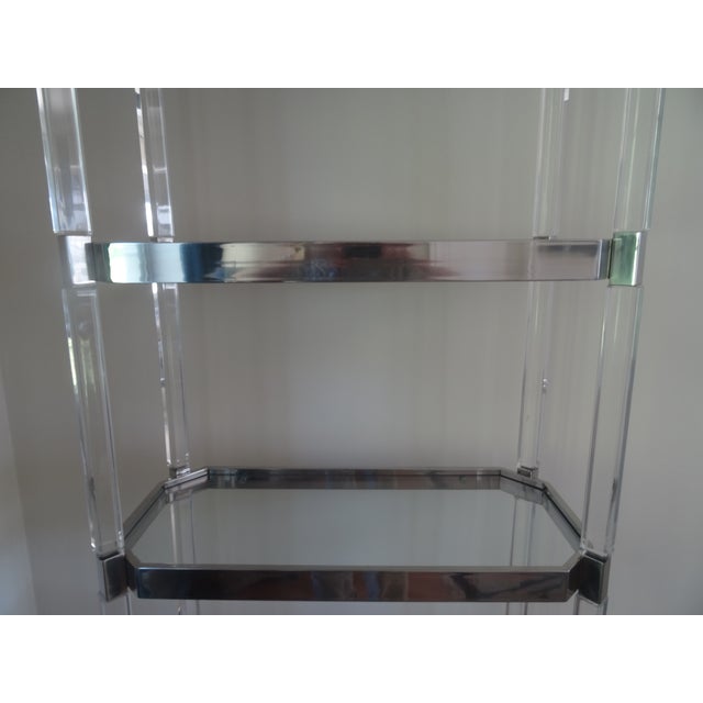 1960s 1960s Lucite and Stainless Steel 5 Shelf Etagere Attributed to Charles Hollis Jones For Sale - Image 5 of 9