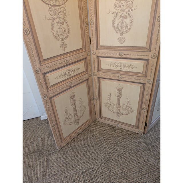 Mid 20th Century Maitland-Smith Hand Painted Regency Room Divider Screen For Sale - Image 5 of 18